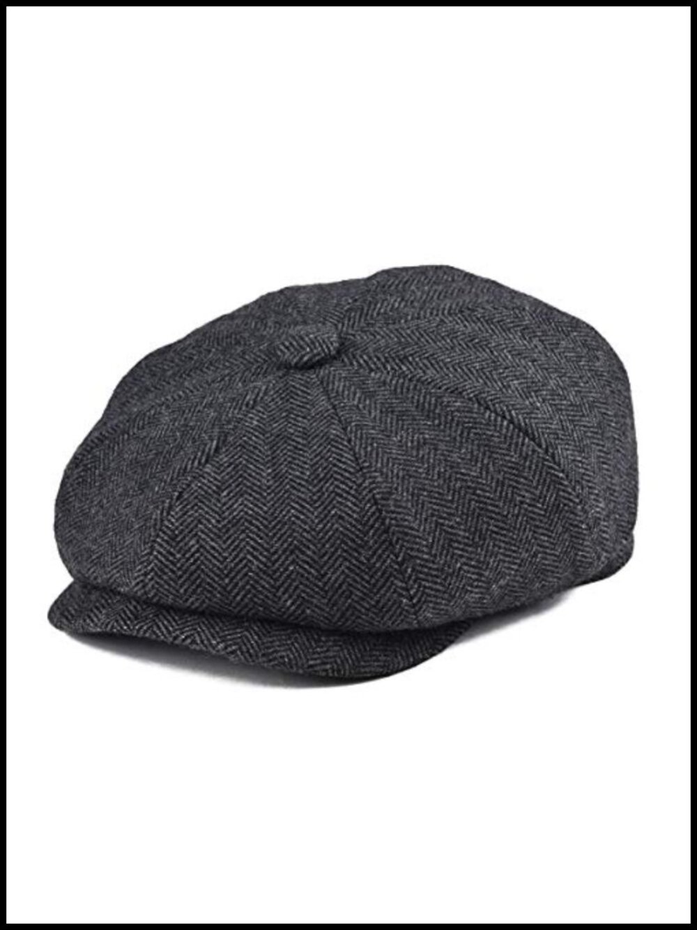 Wool Blend 8 Panel Newsboy Flat Cap Tweed Herringbone Fitted Hat